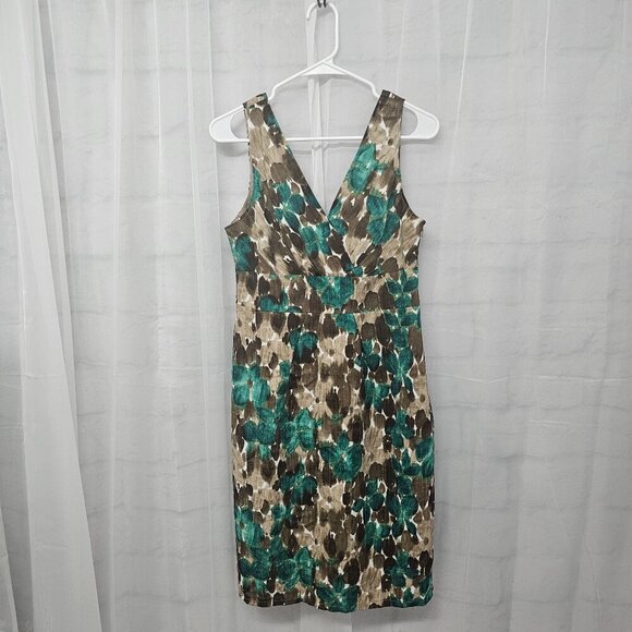 Axcess Liz Claiborne Brown Green Floral Dress Sleeveless Boho Retro M - Picture 9 of 13